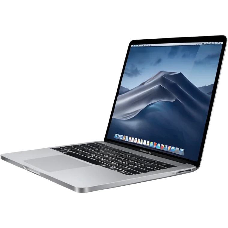 MacBook Pro side view minimal background emoji
