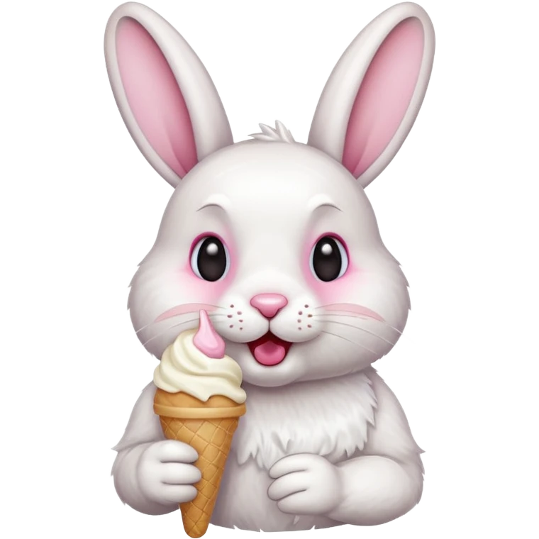 Rabbit eats ice cream emoji
