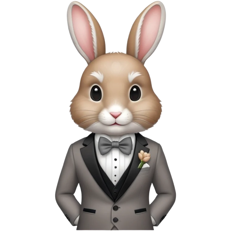 elegant rabbit wearing a formal suit and bow tie emoji