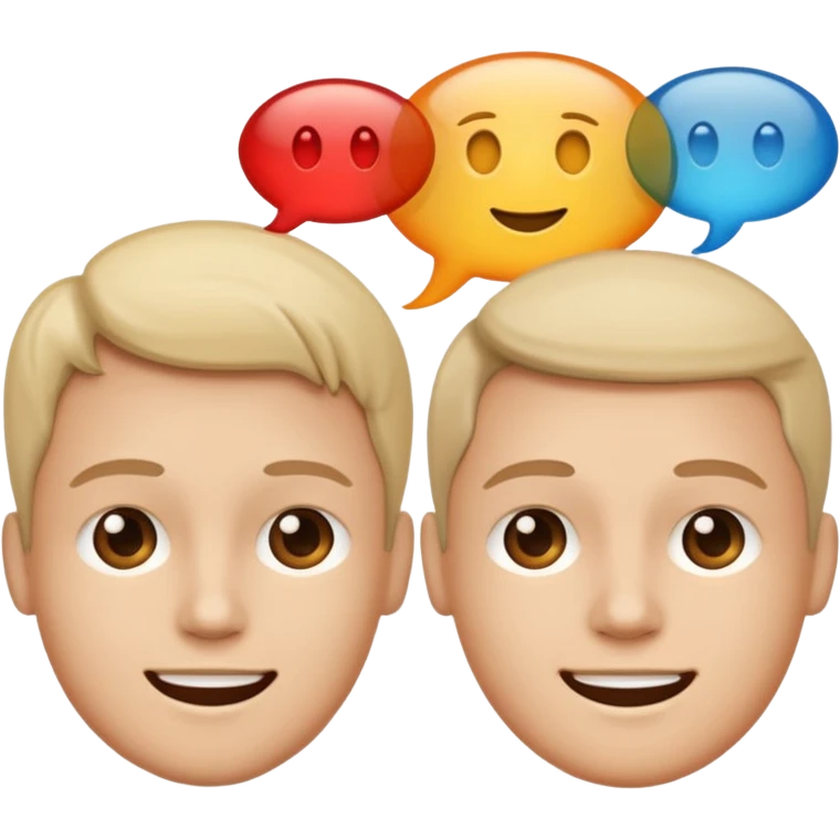 two faces connected by speech bubbles emoji