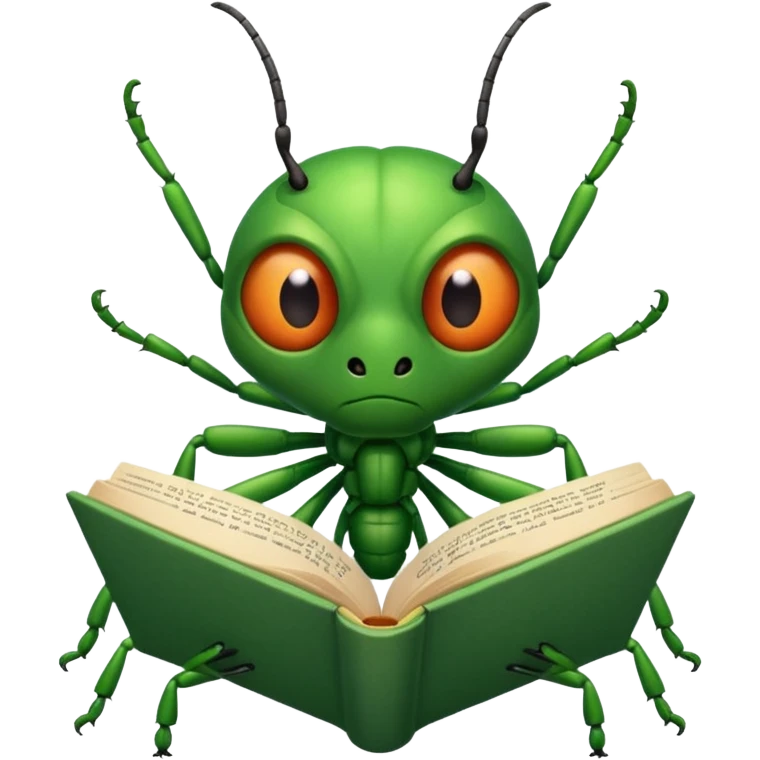 Bug reading book emoji