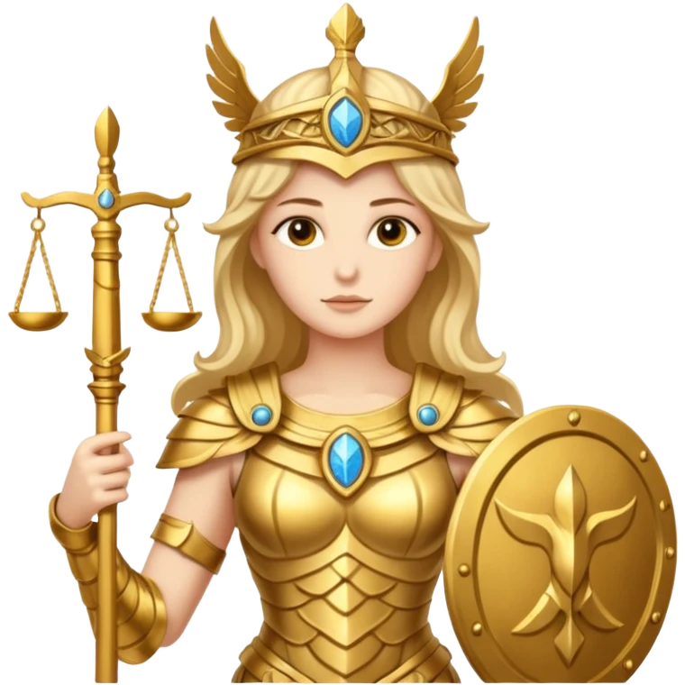 athena goddess, with scales of justice emoji