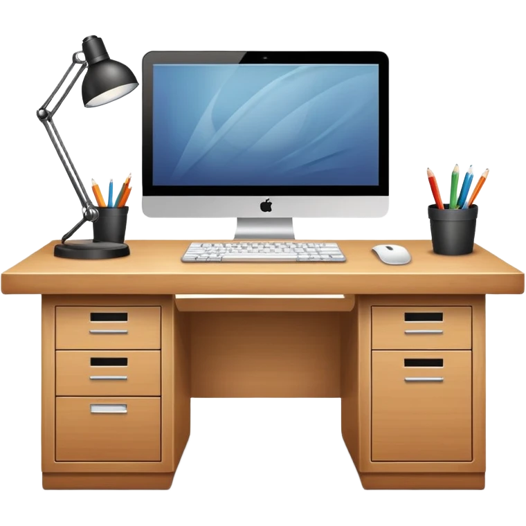 office desk with computer emoji