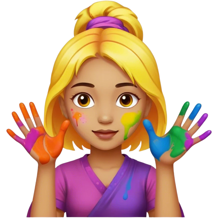 girl playing with holi Colors emoji