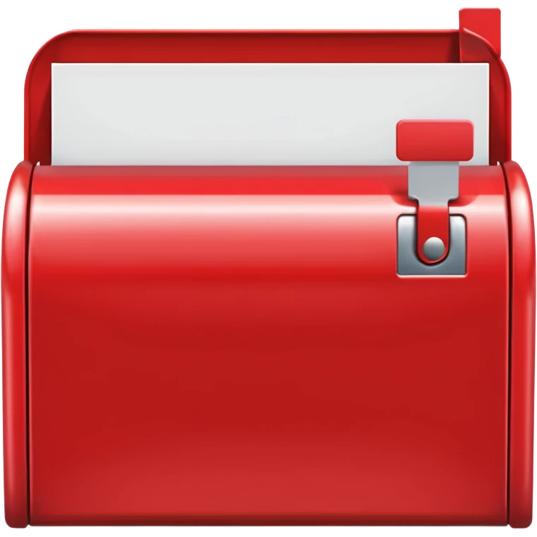 red mailbox, glossy finish, bright saturated red, smooth curves, minimal details, clean and shiny

 emoji