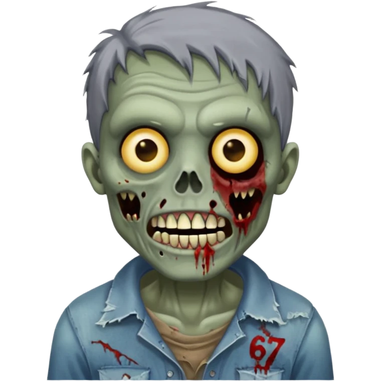 A zombie saying 6 7 emoji