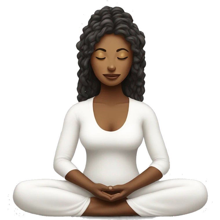 White fit women in a meditation energy emoji
