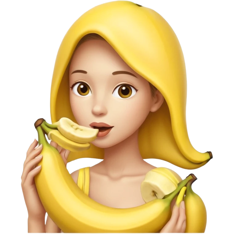 Nude woman sucking on a big banana  emoji