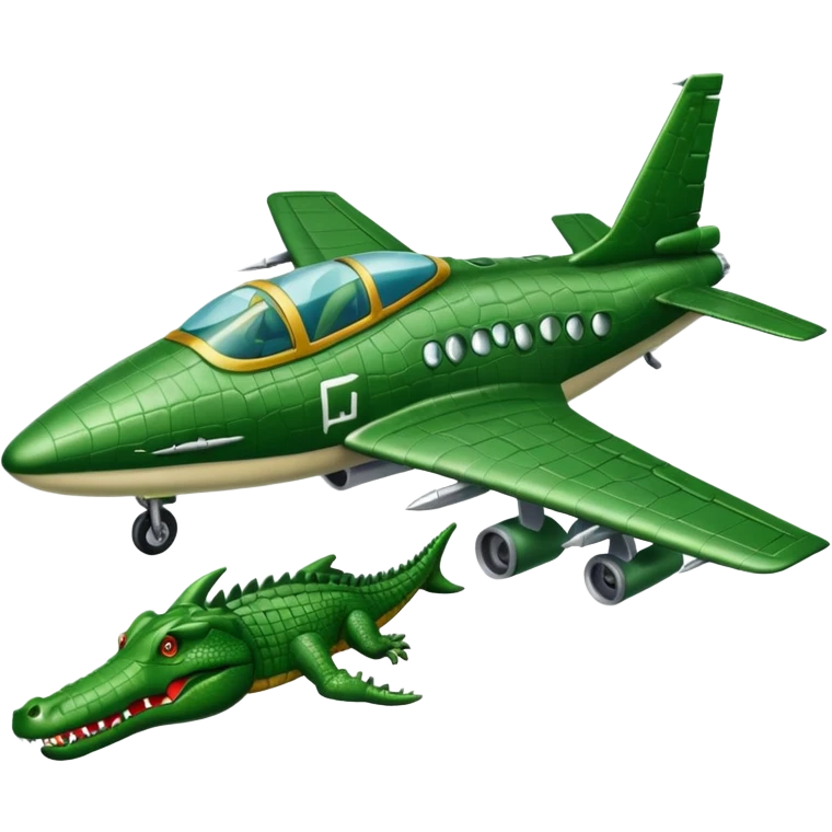 bombardilo crocodilo a green crocodile that is a war plane (a war plane with crocodile's head) emoji