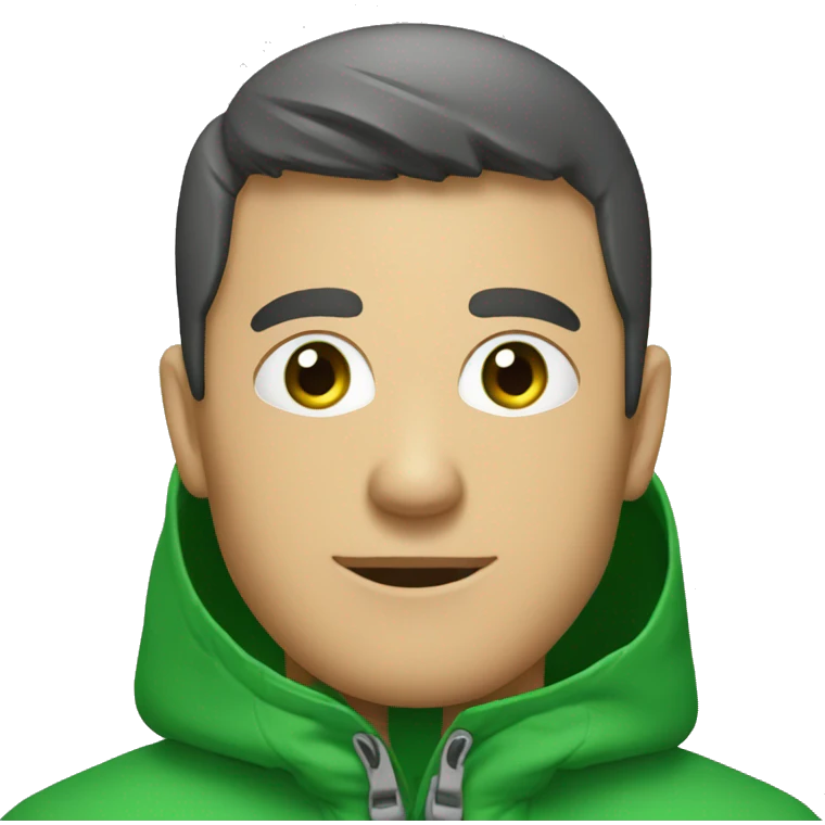 homme en cagoule avec les yeux vert  emoji