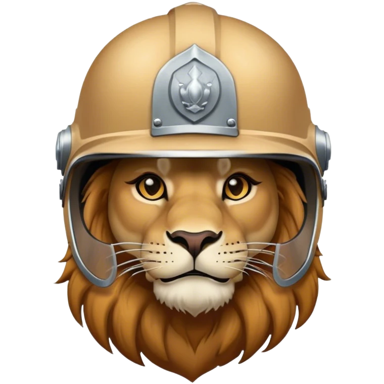 Lion sitting whit full-face closed armet emoji