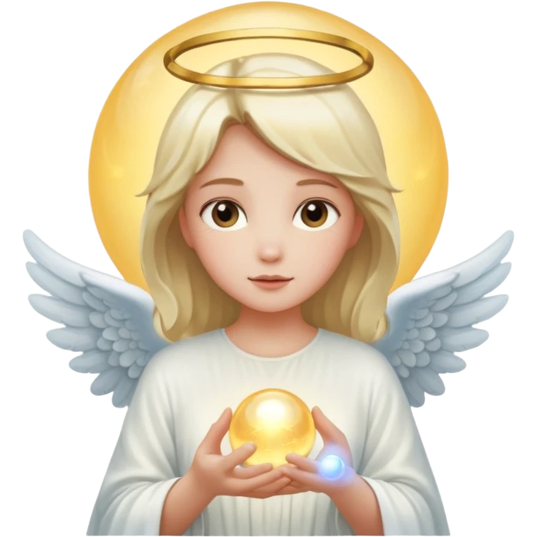 girl angel holding glowing ball emoji
