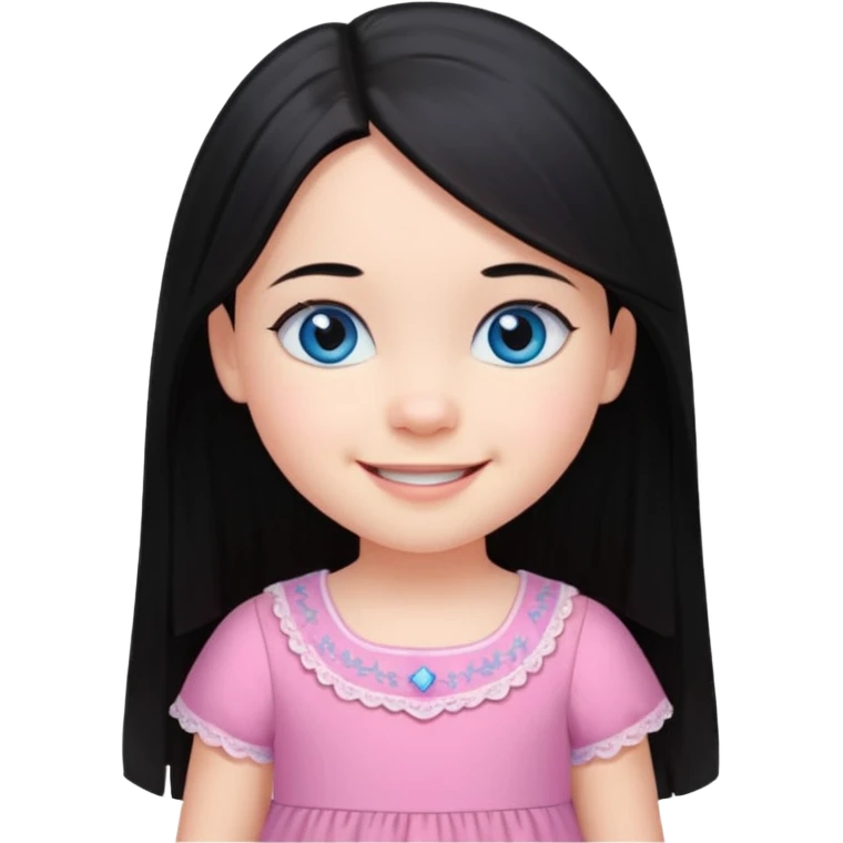 3yr old girl long straight black hair blue eyes happy emoji