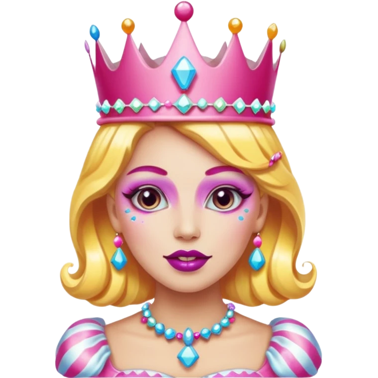 queen of the candyland, with candy makeup and just face emoji