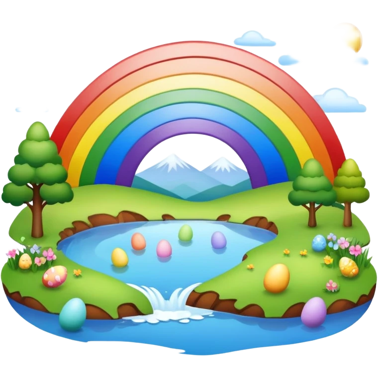 an easter rainbow lake landscape  emoji