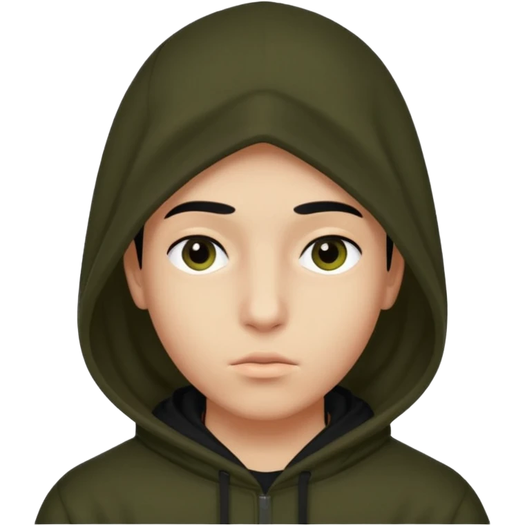 Un joven con una capucha negra que solo le deje ver los ojos y cejas emoji