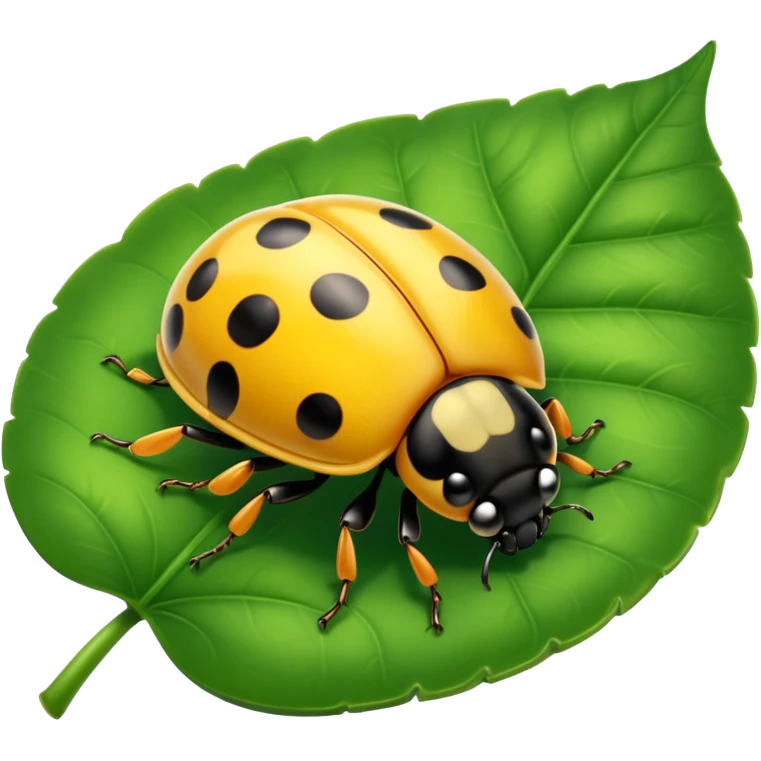  cute yellow lady bug on leaf emoji