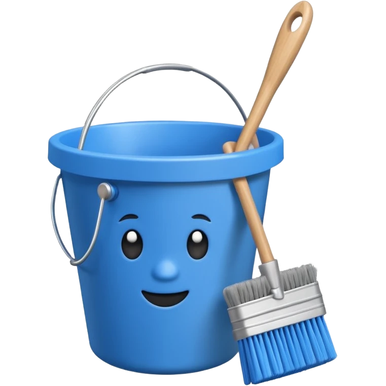 Bucket and brush for cleaning emoji