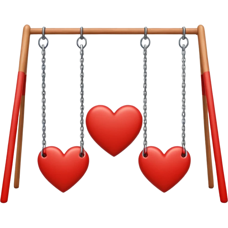 Two swings facing each other head to head, making heart shape emoji
