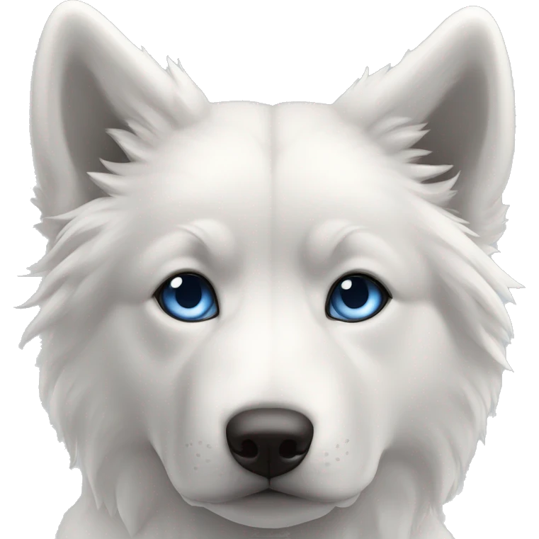 perro lobo siberiano de ojos azules y pelo totalmente  blanco  emoji
