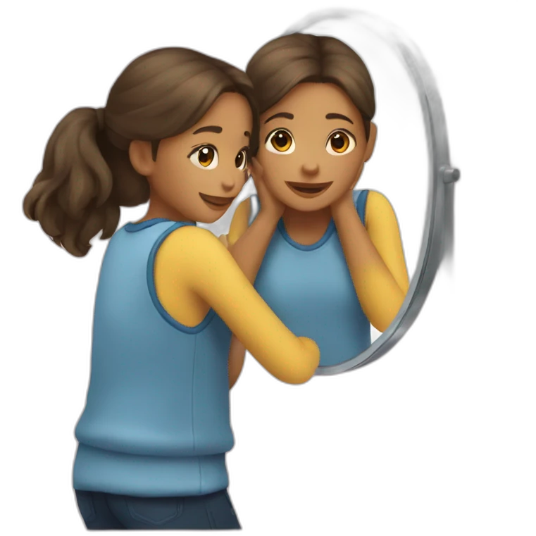 girl hugging mirror reflection emoji