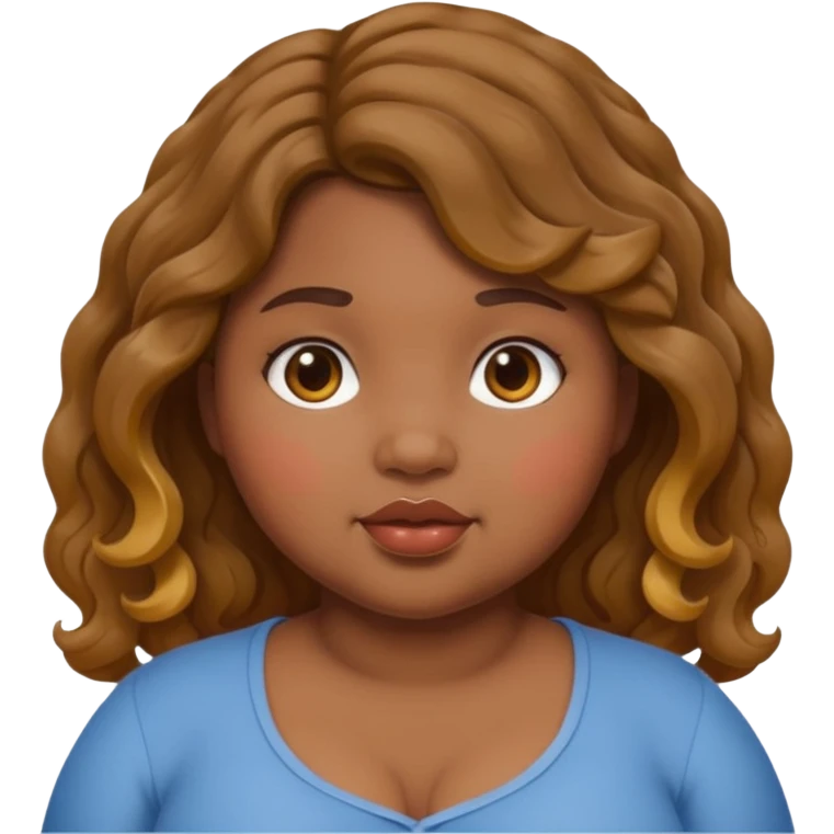 chubby girl with dusky skin tone and wavy hairs emoji