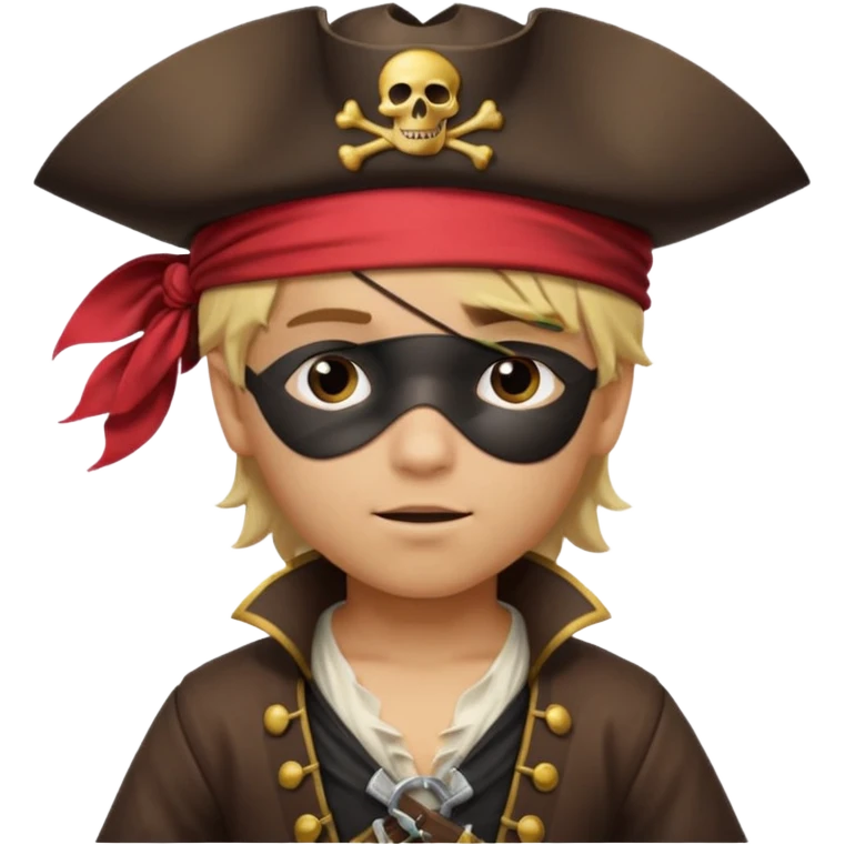light brown hispanic boy with blond hair that is dressed as a pirate emoji