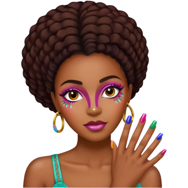 black woman nail art emoji