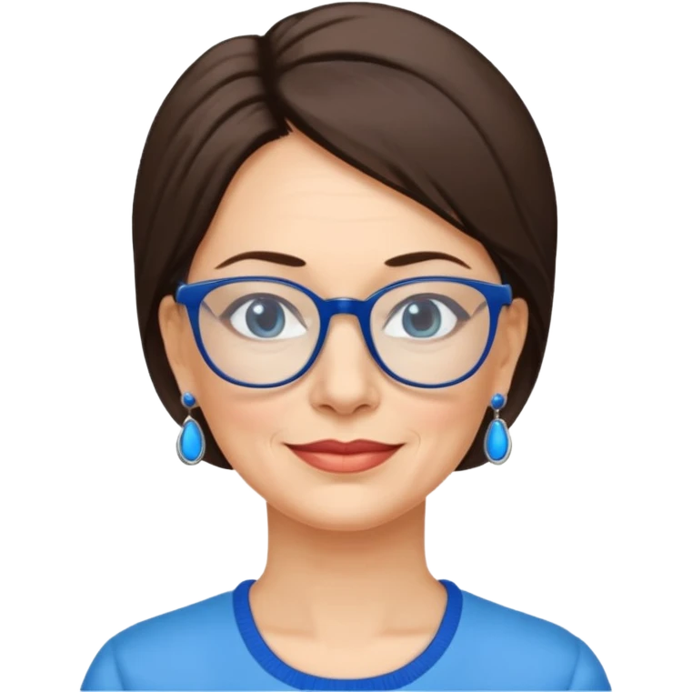 signora 50 anni con occhiali e orecchini azzurri emoji