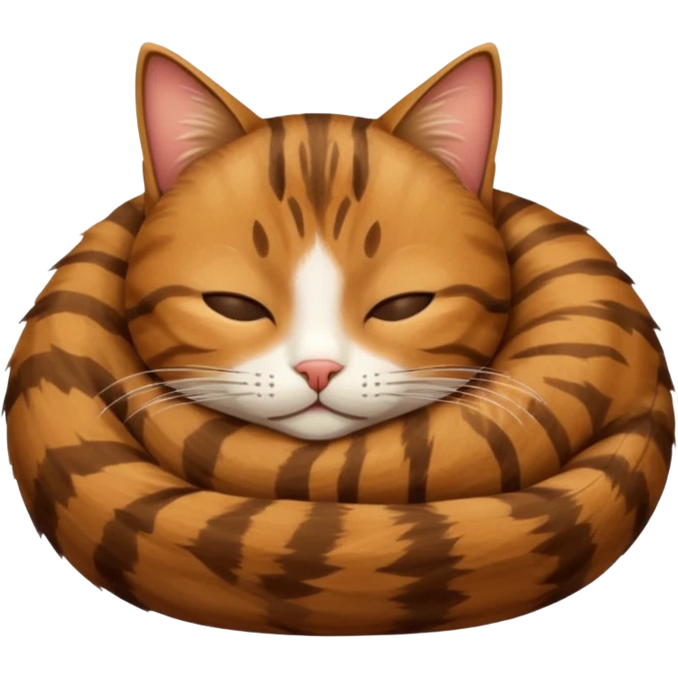 Sleeping cat emoji, apple style, brown fur emoji