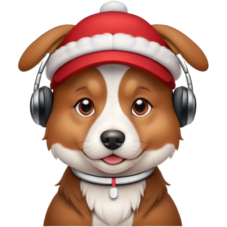 собака в красной шапке и аирполсах emoji