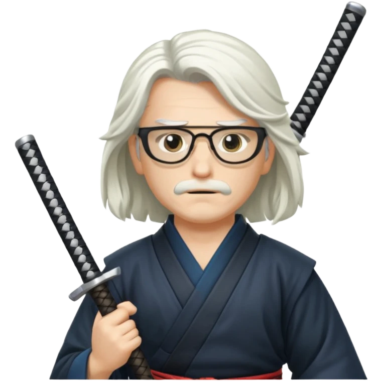 white long hair samurai with glasses emoji