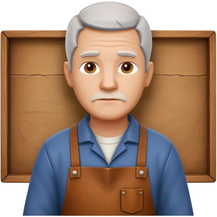 master woodcraft carpenter portrait, head and shoulders only, leather apron collar, carved wood patterns visible, thoughtful focused look, artisan vibe, 3D cartoon, mobile game icon style, clean background, no text, no watermark
 emoji
