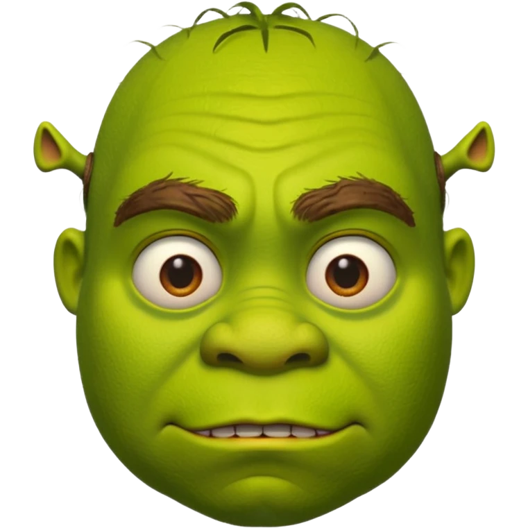 Shrek emoji face showing a 🤨 emoji