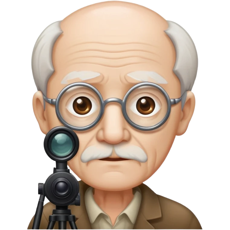 Old Man with white skin, brown hair and scope  emoji