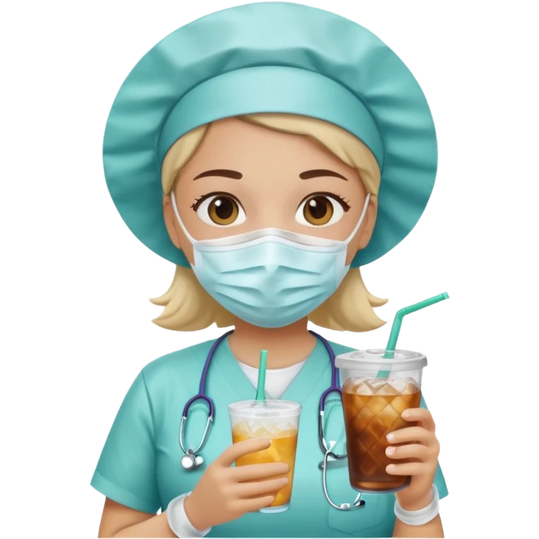 nurse holding iced drink emoji