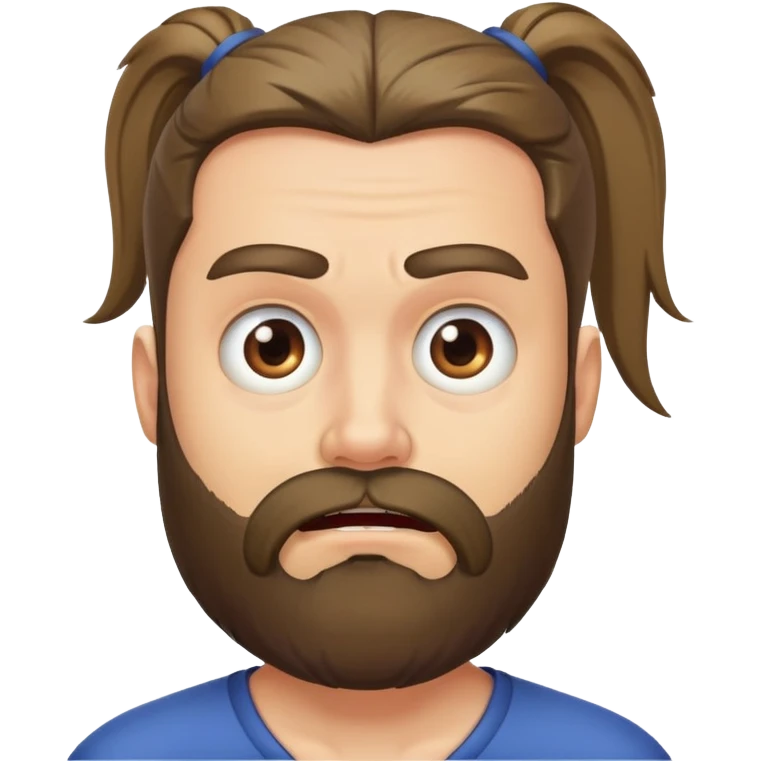 The guy is scared with a beard and a ponytail emoji