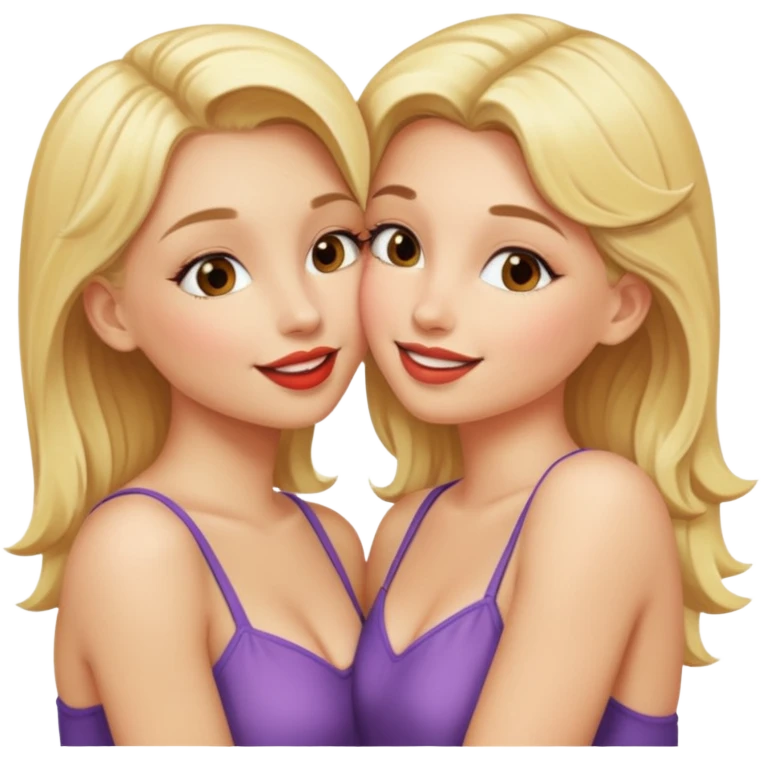 2 hot blonde girls kissing emoji
