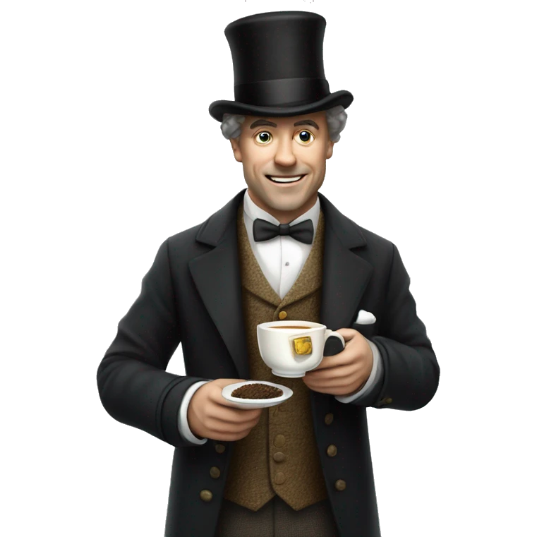 Photorealistic man A British gentleman in a monocle and a top hat with a cup of tea in his hand emoji
