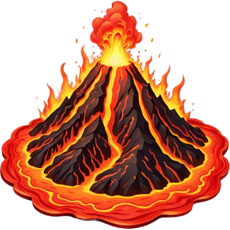 Volcano Planet – lava rivers and erupting peaks emoji | AI Emoji Generator