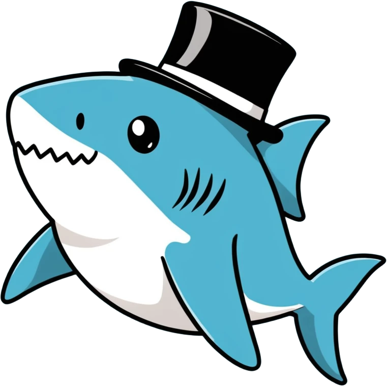 Shark with a top hat emoji