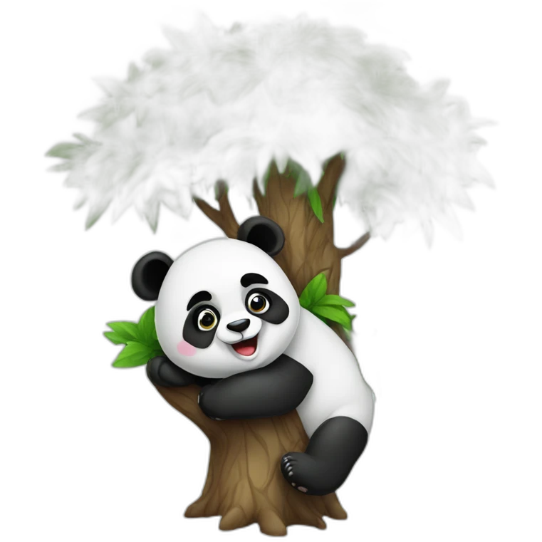 Funny panda on tree emoji