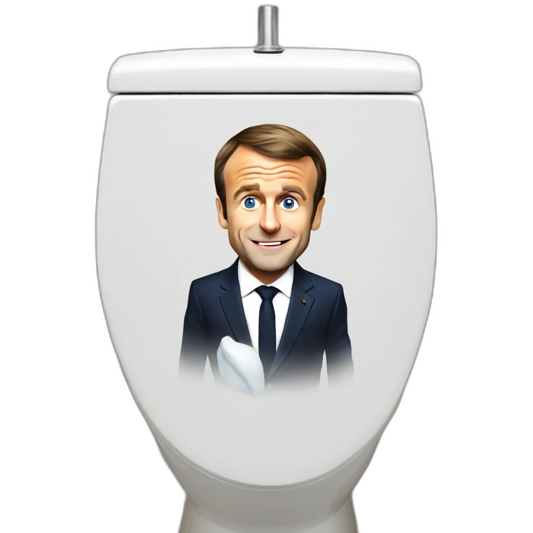 Emmanuel macron on a toilet emoji