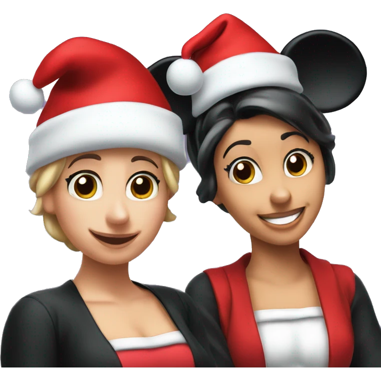 Minnie mouse with Santa hat emoji