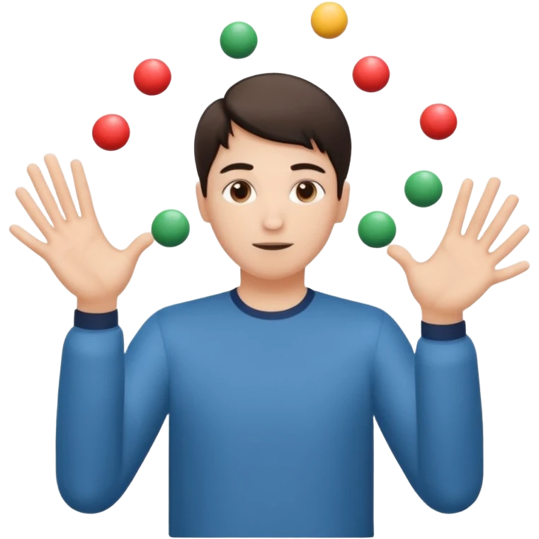 person mimicking juggling with hands in front of them but without the balls emoji