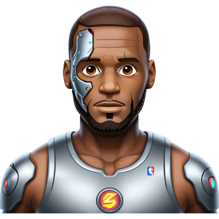 Lebron James as a half robot/cyborg AI emoji | AI Emoji Generator