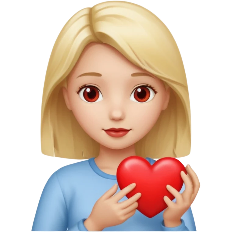 prayer girl blond hair red heart in her hands, emoji