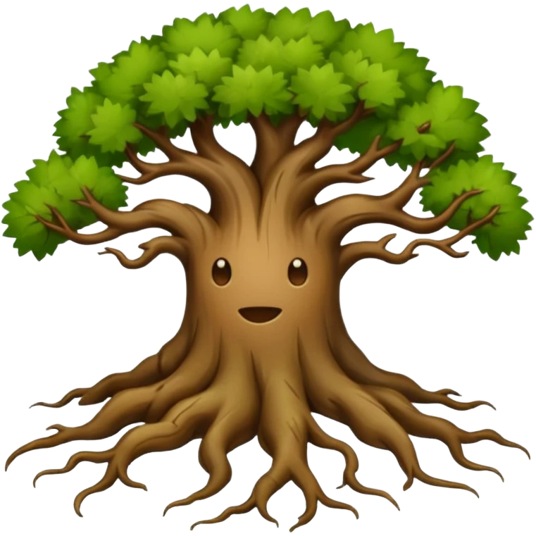 tree roots, earthy brown and green, apple style emoji, no text emoji
