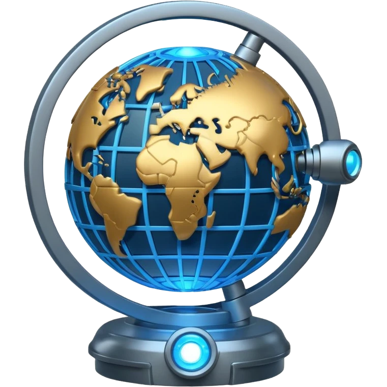 connected tech nodes, gear, globe emoji