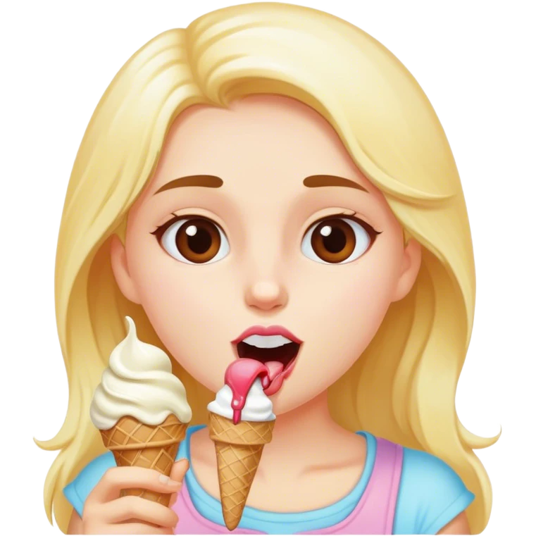 девушка ест мороженное emoji